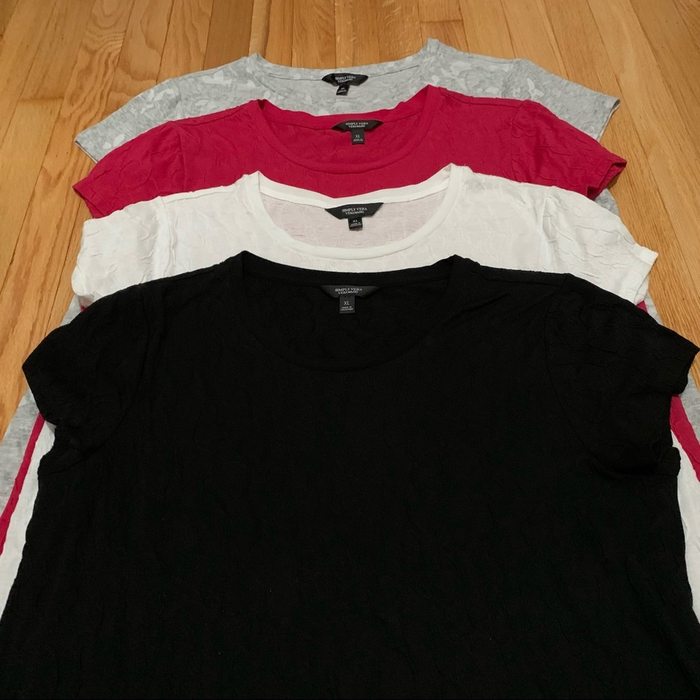 SimplyVera Cap Sleeve Tops/Tees Size xl lot of 4